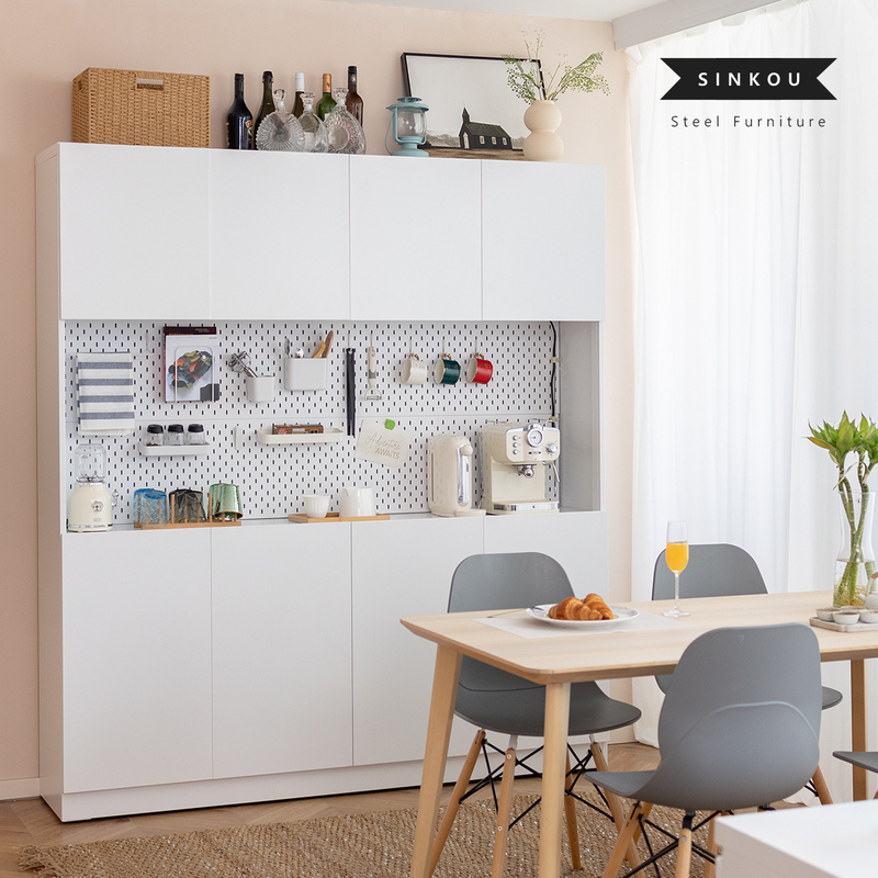 Xingong 2024 New Model Sideboard Wall-Mounted Integrated Storage Tea Cabinet 40cm Perforated Board Handle-Free Kitchen Cabinet