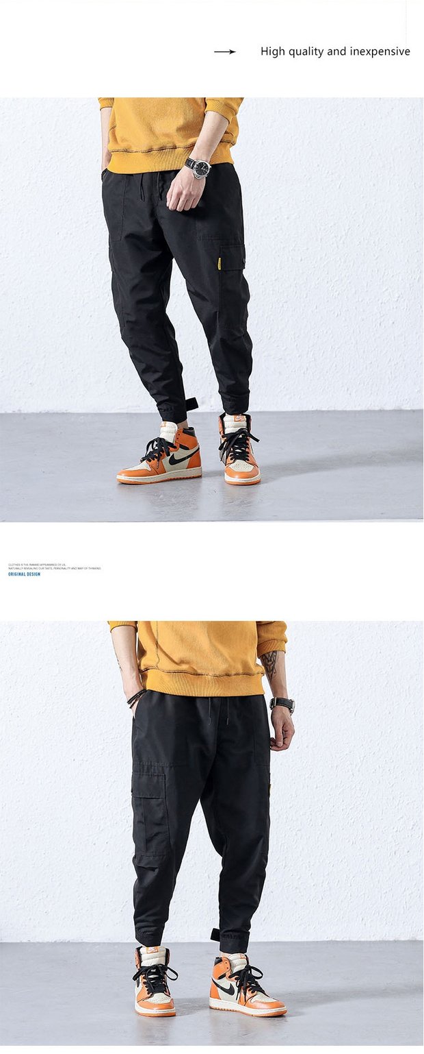 Tide thương hiệu quần yếm nam Yu Wenle nhiều túi lỏng lẻo quần hip-hop chùm chân harem quần chín điểm quần thường shop đồ nam