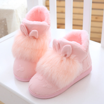 Confinement shoes autumn and winter wrap heel soft sole slippers home with indoor postpartum thick sole warm cotton slippers autumn and winter support shoes
