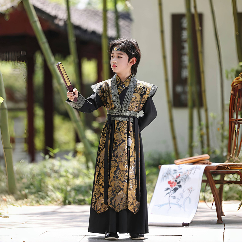 Boys' Hanfu Traditional Chinese Clothing, Handsome Gentleman Costume, Performance Costume, Tang Suit, Children's Performance Outfit, Summer 2025 New Model