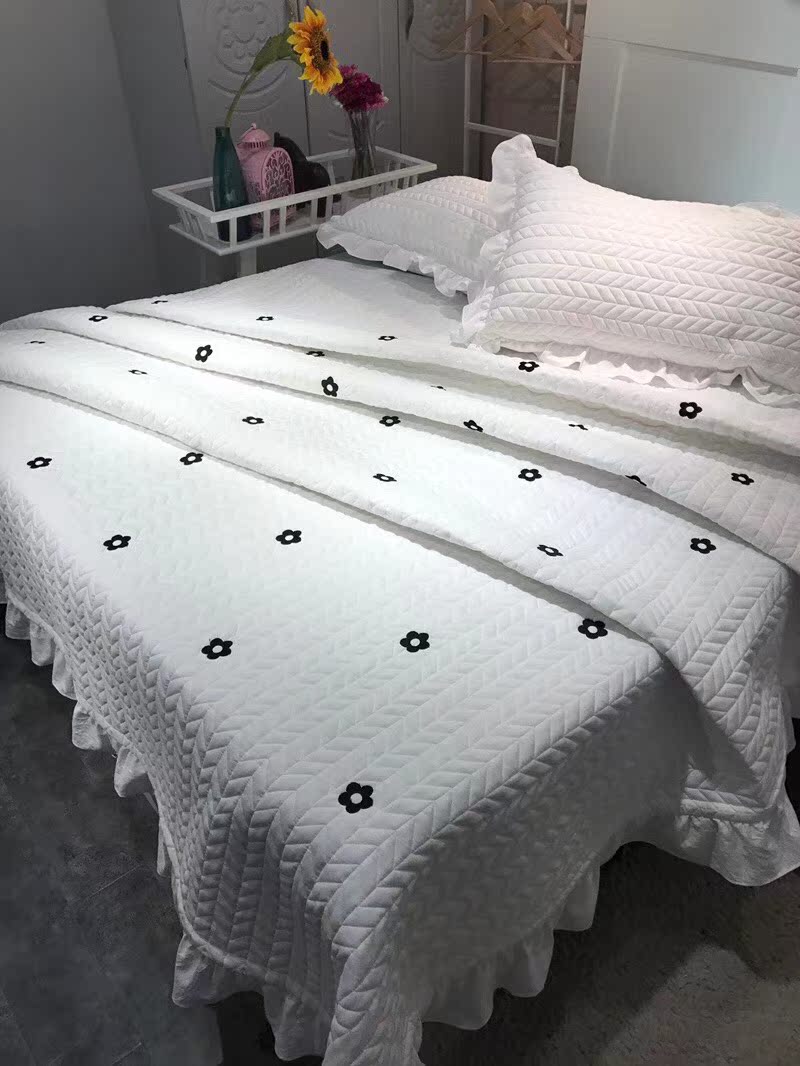 Bông giặt bông thêu giường ba mảnh Hàn Quốc đa chức năng máy giặt chăn bông trải giường mùa hè mát mẻ khăn trải giường