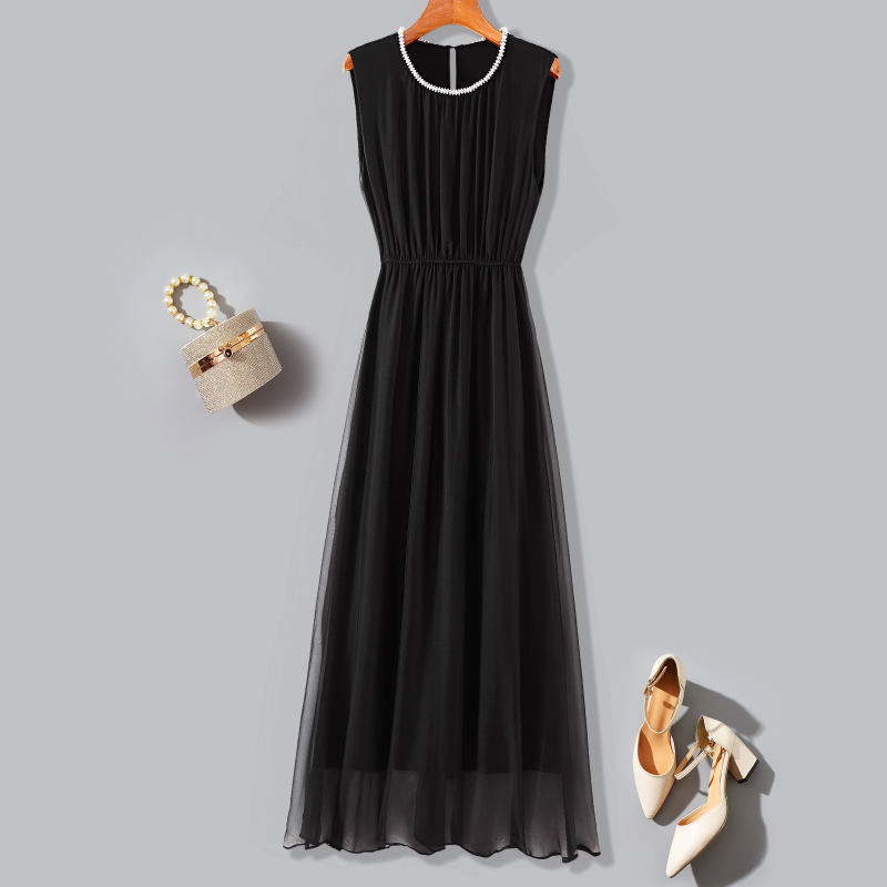 Silk Dress with Unique Design, 2026 Summer, High-End Feel, Mulberry Silk, Elegant, Slimming, Sleeveless Tank Dress, Long Dress Silk Dress with Unique Design, 2026 Summer, High-End Feel, Mulberry Silk, Elegant, Slimming, Sleeveless Tank Dress, Long Dress