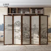 New Chinese ink and ink landscape screen partition living room meeting room decoration folding mobile modern minimalist famous painting folding screen