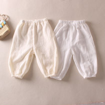 Baby bloomers pure white clean version long pants summer girl baby air conditioning pants pure cotton gauze boys thin anti-mosquito pants