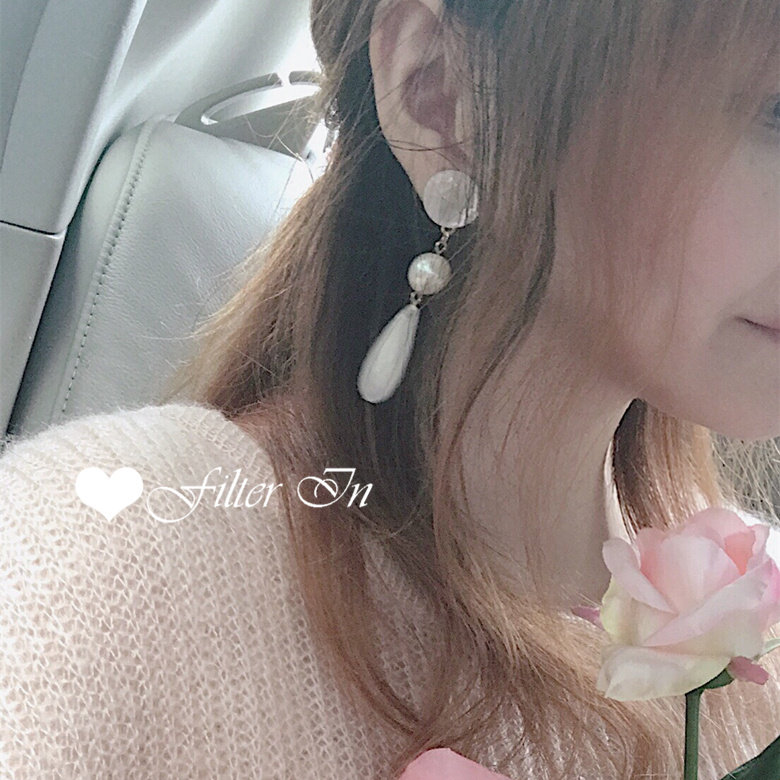 With filter | blingbling, this pair of earrings is shiny gold ~ antique raindrop beads girly ear pin ear clip