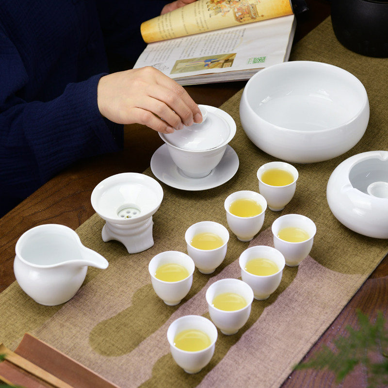 High White Porcelain Tea Set Three Only Cover Bowl LOGO Gift Custom Large Small And Medium Size Pure White Porcelain Tea Bowl Active Companion Gift