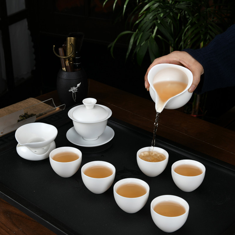 Goat Fat Yuya Light Unglazed Kongfu Tea Furniture Set LOGO Gift Custom Company Opening Shop Activity Companion Gift