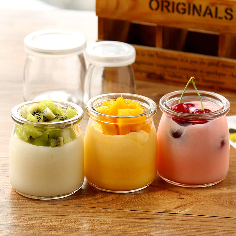 Glass with lid Pudding cup Jelly Yogurt cup Baking tools Household with lid Jelly cup Pudding mold Pudding bottle