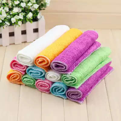 Kitchen bamboo fiber dishwashing towel thickened non-oil absorbent thickened non-lint dishwashing cloth cleaning cloth Towel rag