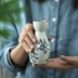 Sake ly, rượu sake, rượu vang, rượu vang, tách rượu, hoa lan gốm nhỏ, nhà, một ly rượu vang, chén rượu trắng