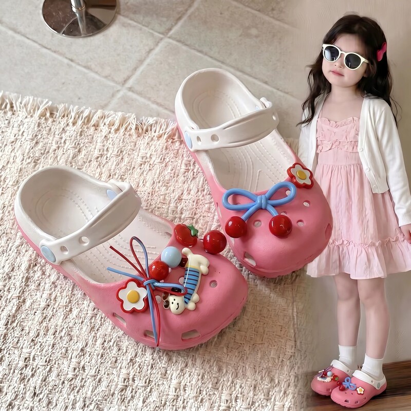 French Miweike Girls' Ballet Clogs Summer Soft-Soled Non-Slip Breathable Cartoon Outdoor Princess Style Sandals
