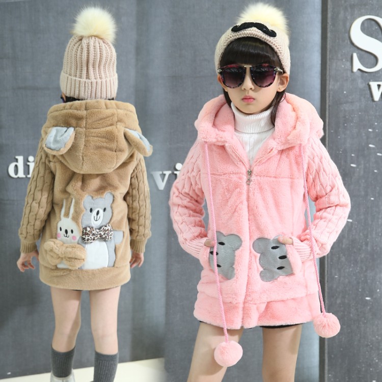Học sinh tiểu học mùa đông mặc 7 nữ 8 quần áo mùa đông 9 quần áo cotton 10 áo khoác dày 6 đến 12 tuổi áo len hoạt hình shop quần áo trẻ em