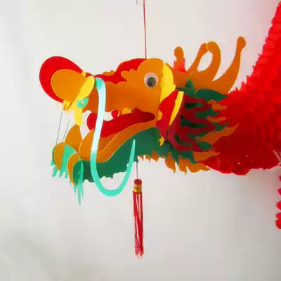 Mid-Autumn Festival Day decorative dragon pattern opening lantern pendant plastic cloth creative mascot red dragon lantern decoration