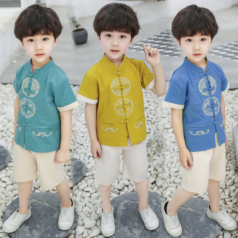 2 Hanfu boy Chinese suit 2022 summer Chinese style 3 boy baby 5 children retro thin section 7 Tang suit 11 years old