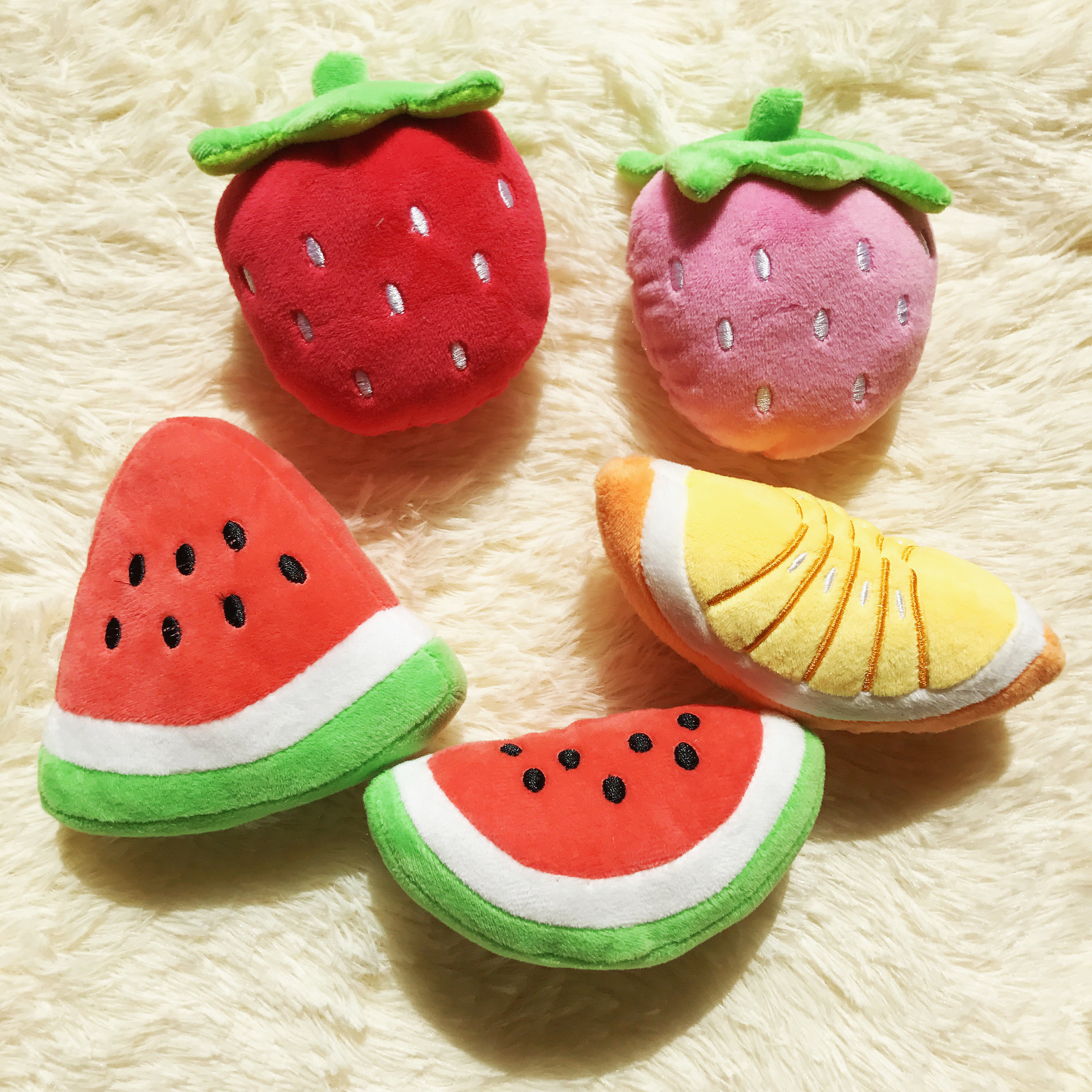 Cute fruit shape plush sounding toy teddy dog ​​small and medium dog toy bite tartar teddy supplies