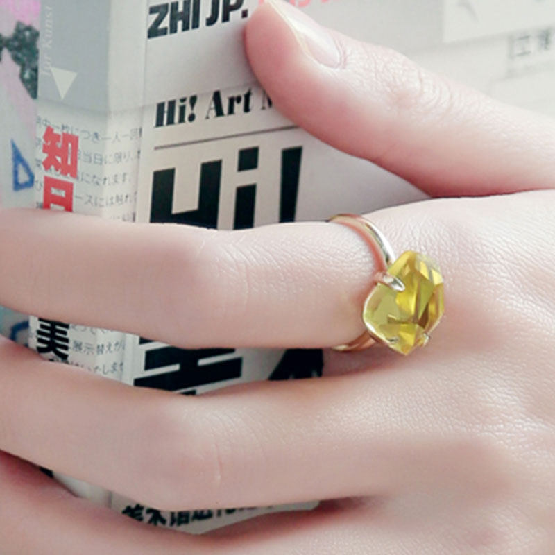 Meet Your Lucky) Ice River Lemon Crystal Good Luck Ring Female Ring Anniversary Gift Crystal