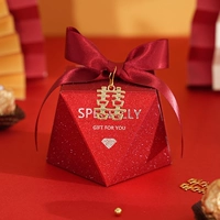 Золотая вентилятор Linglong Box+Wine Red Ribbon+Jinxi