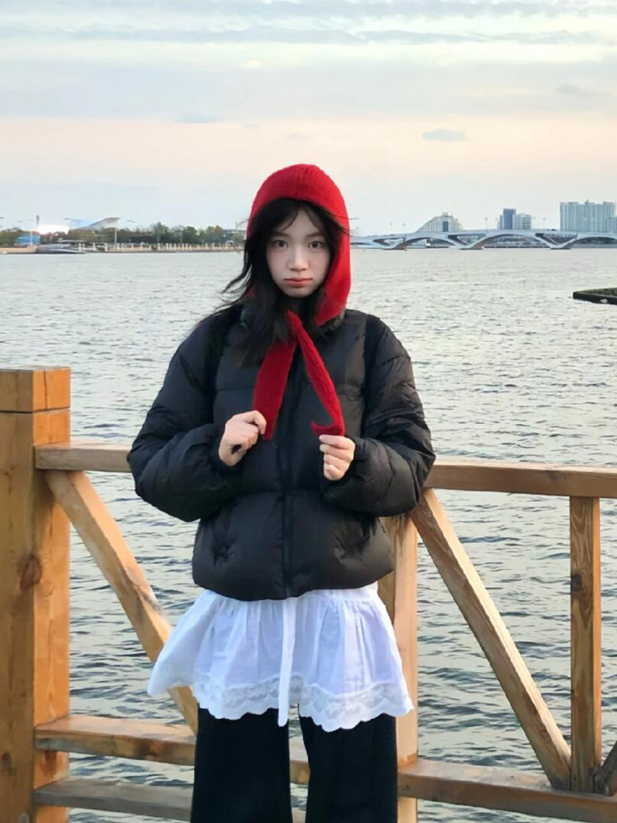 Red Balaclava Hat for Women, Autumn and Winter Warm Woolen Hat, Scarf Integrated Hooded Neck Warmer, Knitted Hat for Winter