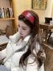 Korean-Style Retro Red Leather Wide-Brimmed Headband 2025 French High-Top Versatile Niche Daily Wear New Year Headband