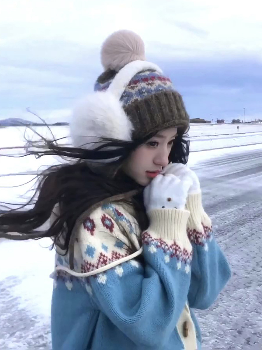 Northeast Travel Woolen Hat for Women 2025 New Autumn and Winter Warm Earflap Versatile Ear Protection Knitted Plush Hat