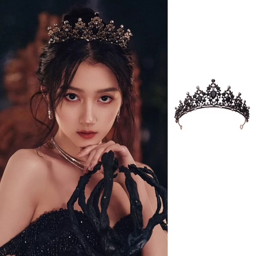 Черная корона для невесты, тиара для принцессы, аксессуар для волос, изысканный стиль