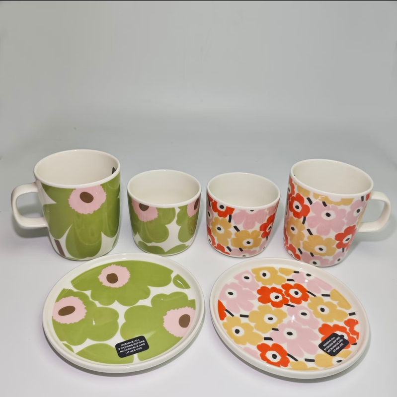 2026 Spring New Product Marimekko Japan Limited Edition Pink Orange Yellow Flower/Green Flower Pink Core Handheld Marker Disc