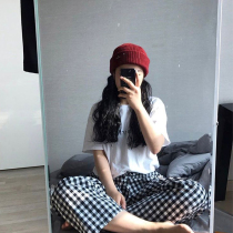 Black wool hat children tide Korean rogue hat Korean version of ins knitted hat autumn and winter cold hat yuppie hat melon leather hat