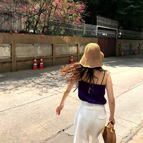 Fishermans hat female summer Japanese literary and artistic Joker foldable basin hat Korean version of seaside sunshade beach hat big edge straw hat