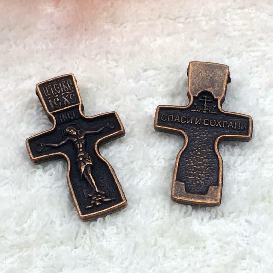 復古加爾瓦烈山耶穌十字架聖像聖母瑪利亞若望項鏈墜三國文字牌