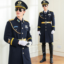 New security clothes winter dress concierge clothes image grass uniform male wool clothes long thickening coat