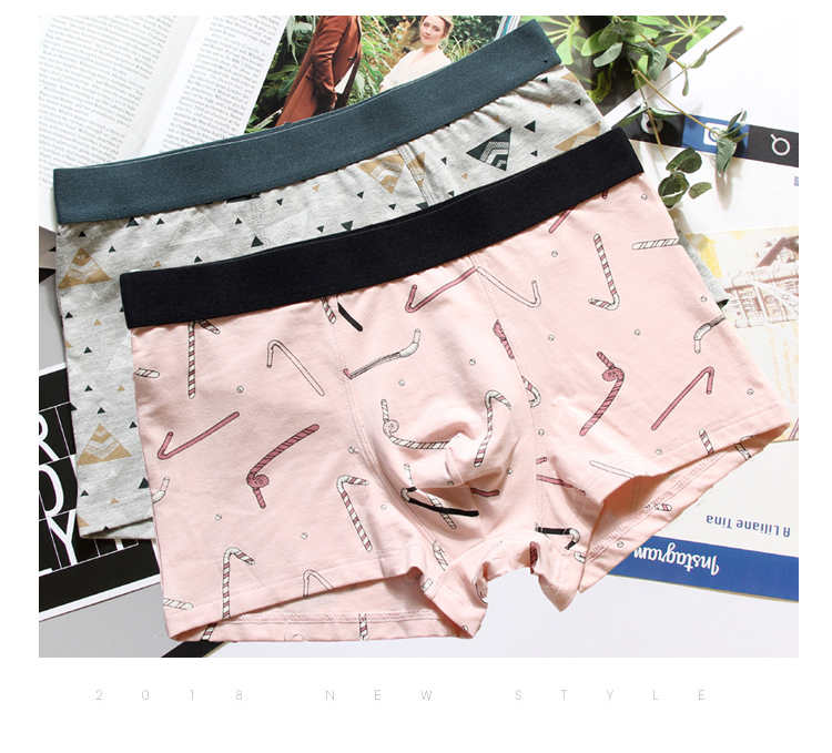 Hai hộp quần lót nam thanh niên thủy thủ nam võ sĩ mid-eo cotton vải thoáng khí bốn góc quần dưới - Vòng eo thấp sịp nam cỡ lớn