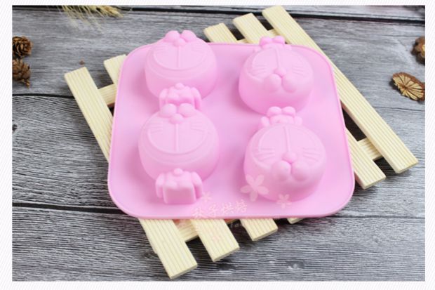 4 khuôn phim hoạt hình silicone thậm chí nhiệt độ cao bánh trung thu thạch bánh pudding khuôn nướng bánh hấp trái tim hấp lò - Tự làm khuôn nướng khuôn kem silicon