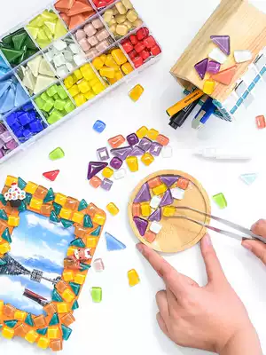 Mixed mosaic free stone DIY creative handmade decoration material collage loose grain Crystal glass grain decoration self-adhesive