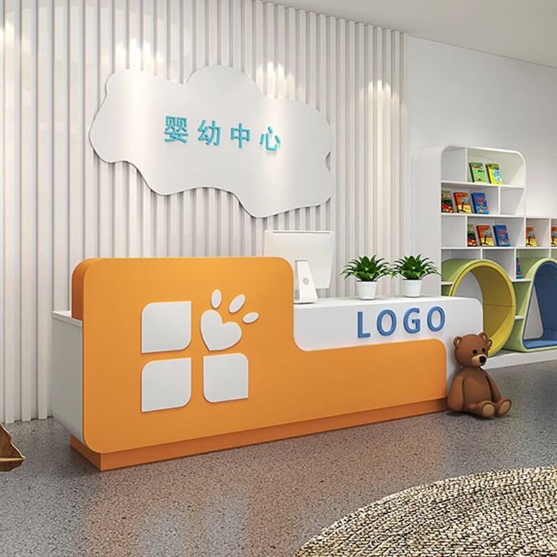 Early education front desk Art school reception desk Early childhood education training course Bar table Kindergarten paint front desk customization