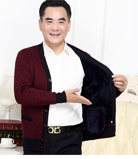 Áo len nam trung niên cha áo len cổ chữ v mùa thu blazer nam