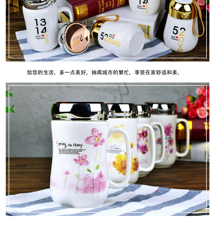 Gương sáng tạo Cup Cup Cup Cốc Cốc Phim hoạt hình Cặp vợ chồng Cup Sữa Cup Cà phê Cup Cup Cup Nước có nắp