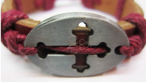 Ретро металлический модный кожаный браслет