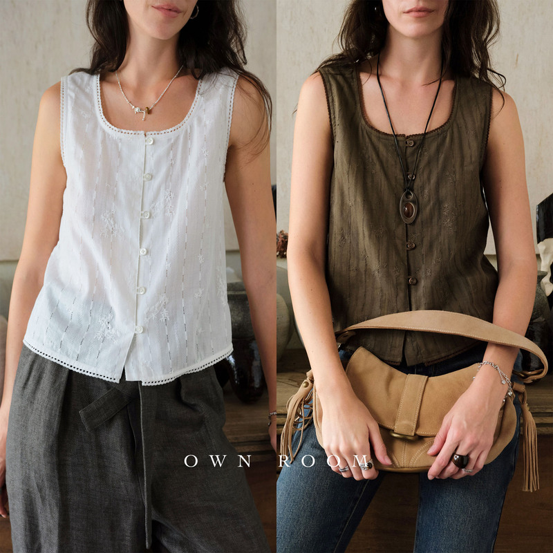 Ownroom French Romance Exquisite Pure Cotton Jacquard Lace Patchwork U-Neck Tank Top Two Colors Available Ownroom French Romance Exquisite Pure Cotton Jacquard Lace Patchwork U-Neck Tank Top Two Colors Available