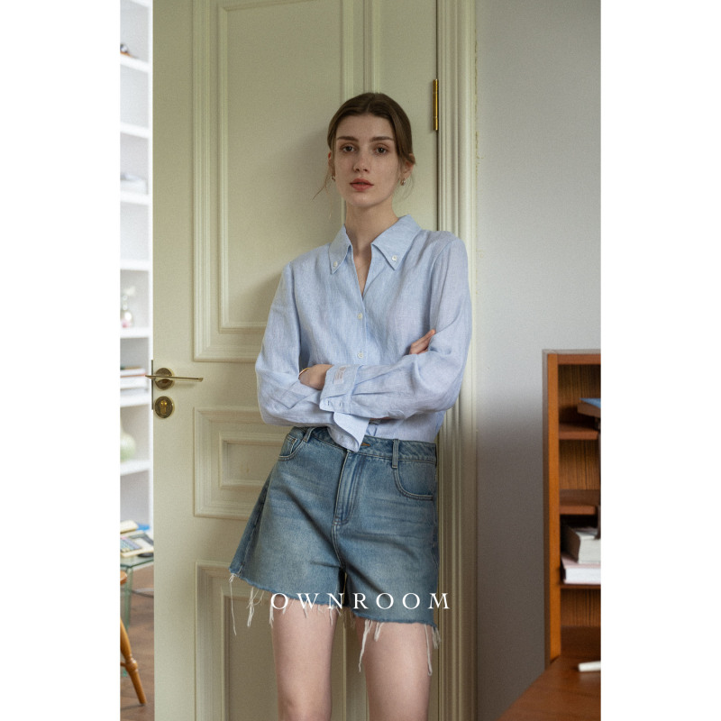 [Ready Stock] Ownroom Naturalistic Imported Irish Linen Naples Collar Shirt Three Colors