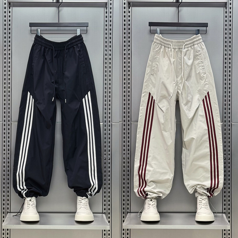 2026 Summer Thin Casual Pants for Men, Retro Sports Style with Three Stripes, Quick-Drying, Straight-Leg, Loose-Fitting Jogger Pants