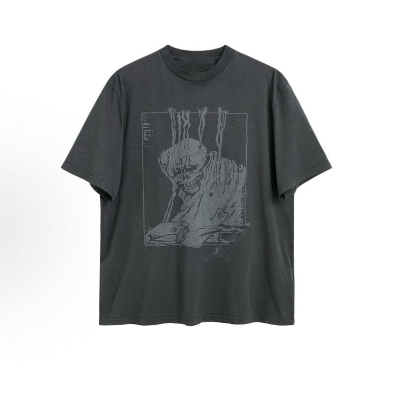 Our Legac Style 26Ss Washed Gray Skull Short-Sleeve Angry Fan Mailboxy T-Shirt