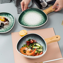 Creative Handle Salad Bowl Steak Dish Home Nordic Glazed Under color Japanese style Inwind ceramic Serie pasta dishes