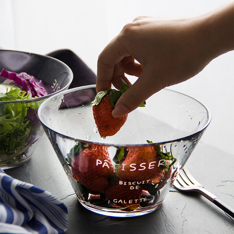 Transparent Fruit Fishing Glass Salad Bowl Creative Nordic Day Style Home Ins Wind Cute Little Vegetable Sweet Bowl