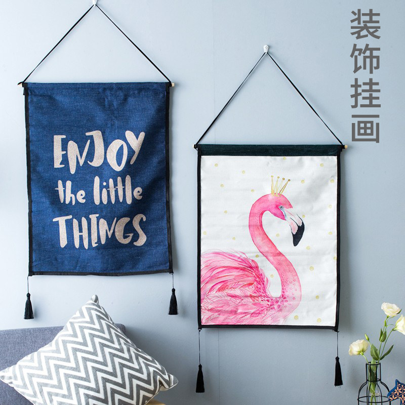 Living room decoration painting Nordic ins sofa background wall fabric modern minimalist bedroom mural painting study hanging painting