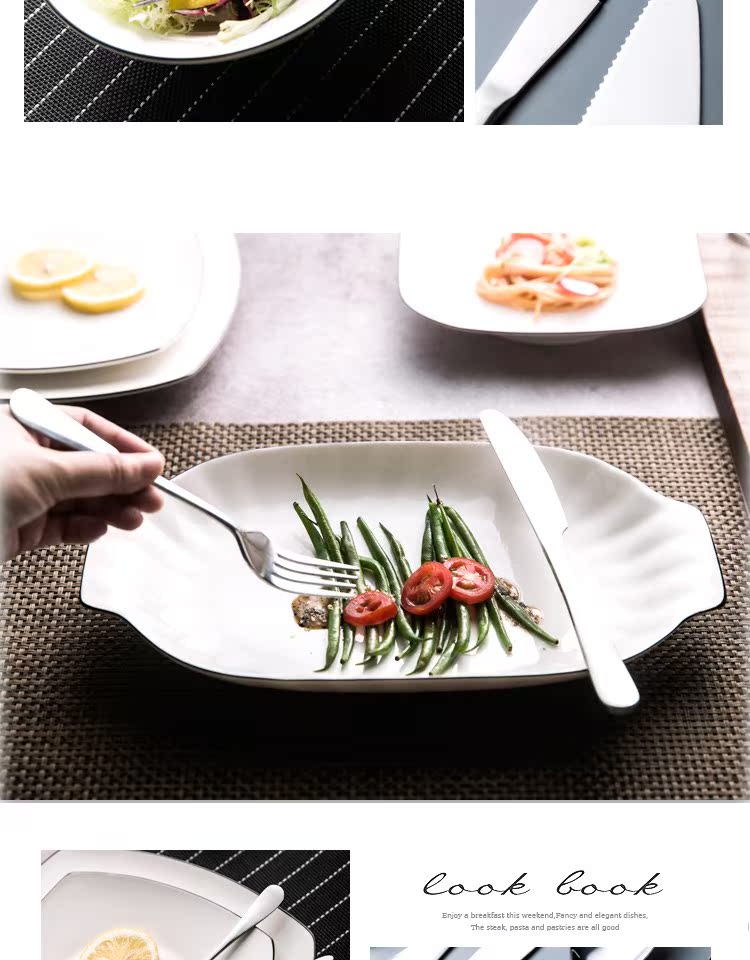 Steak dao và nĩa muỗng ba mảnh phù hợp với bộ đầy đủ của dao thép không gỉ và nĩa bánh ngã ba dĩa trái cây tráng miệng muỗng Bộ đồ ăn phương Tây - Đồ ăn tối đĩa nhựa dùng 1 lần