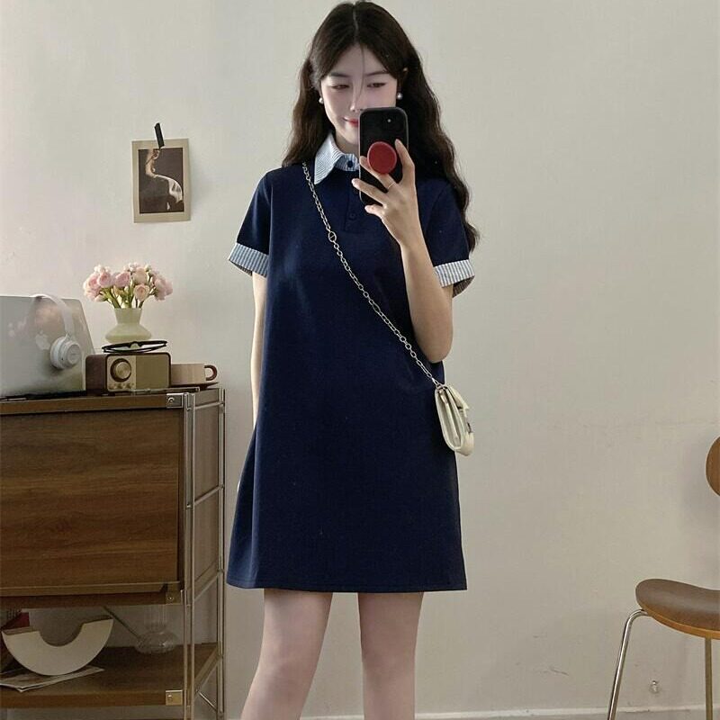Plus-Size 150kg Korean Style Age-Reducing Large-Size Dress for Women, 2026 Summer New Short-Sleeve Belly-Covering Dress for Petite Women Plus-Size 150kg Korean Style Age-Reducing Large-Size Dress for Women, 2026 Summer New Short-Sleeve Belly-Covering Dress for Petite Women