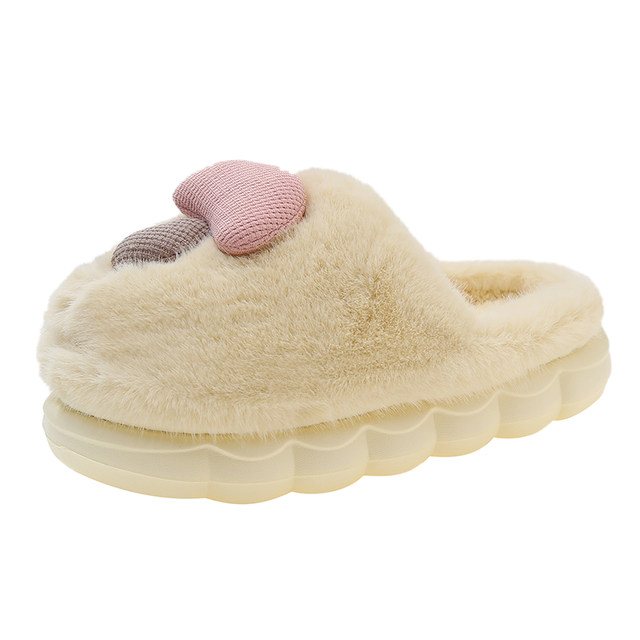 Cute Mushroom Cotton Slippers Women's 2024 New Winter Plush Warm Anti-Slip Thick-soled Indoor Home Slippers Baotou