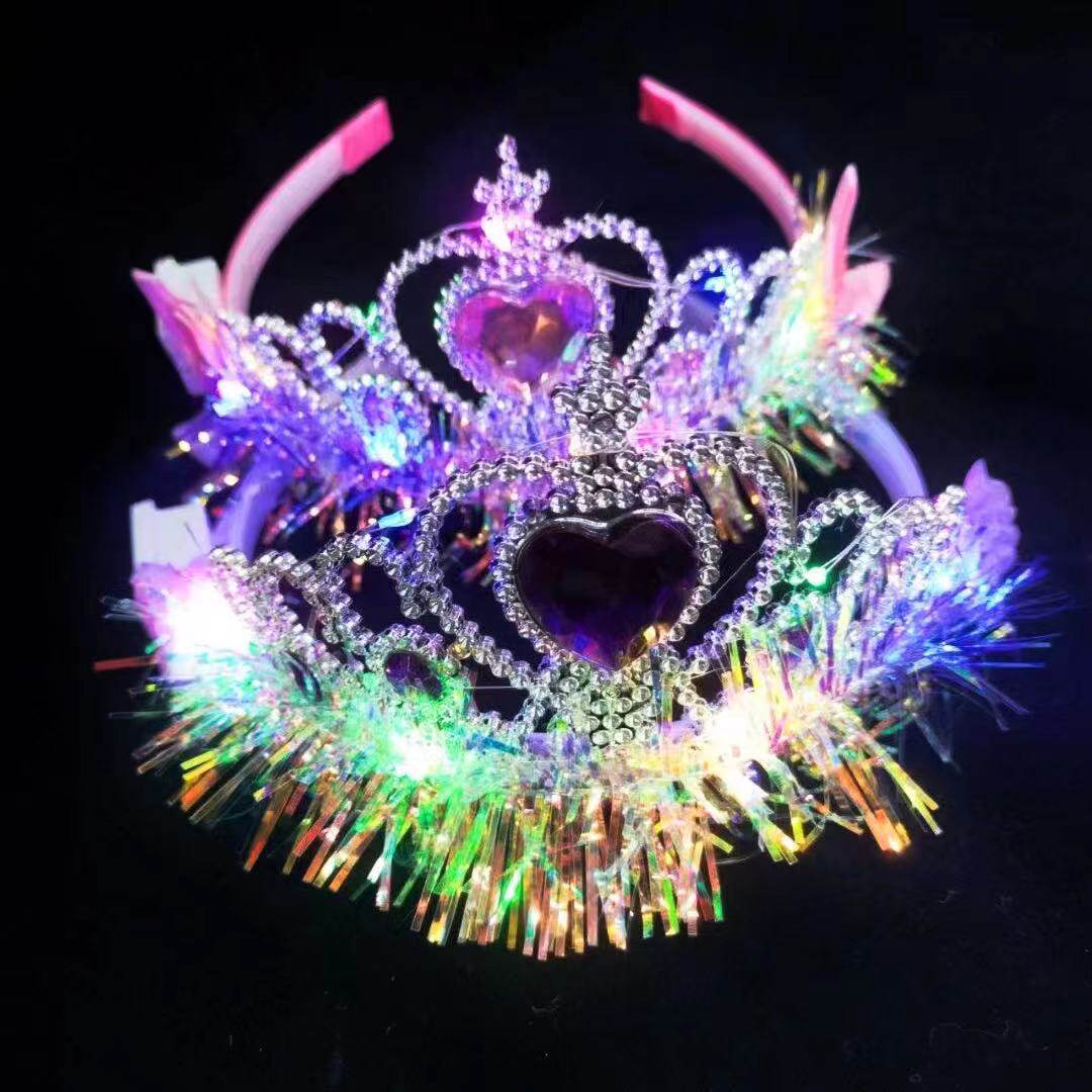 地摊货源发光头箍金丝闪光公主皇冠滑带齿儿童卡子发箍头饰品详情7