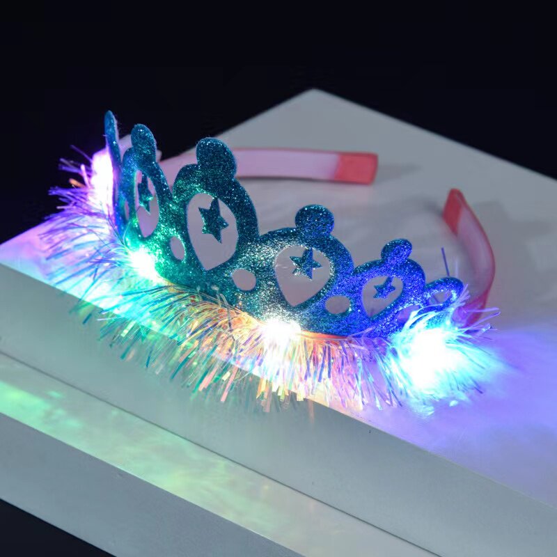 地摊货源发光头箍金丝闪光公主皇冠滑带齿儿童卡子发箍头饰品详情6