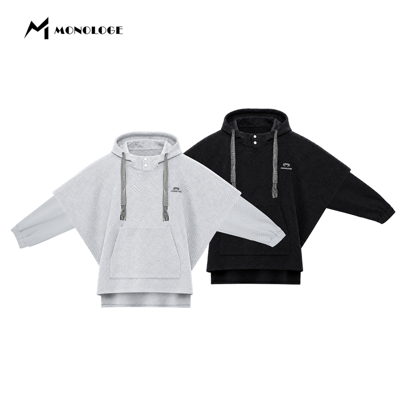 Monologe Hooded Sweatshirt for Men 2026 Autumn New Batwing Sleeve Couple Hoodie Casual Loose Pullover Long Sleeve